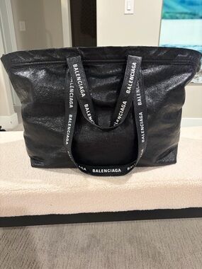 Balenciaga Black Leather Tote Bag
